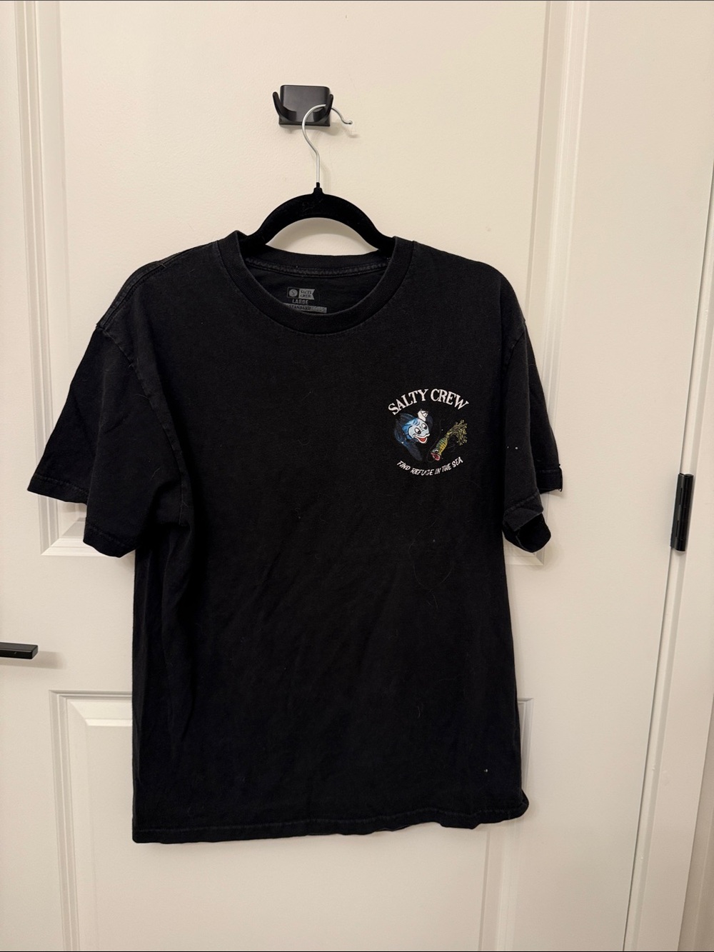 Salty Crew Black Short-Sleeve Tee with Small Chest Graphic
